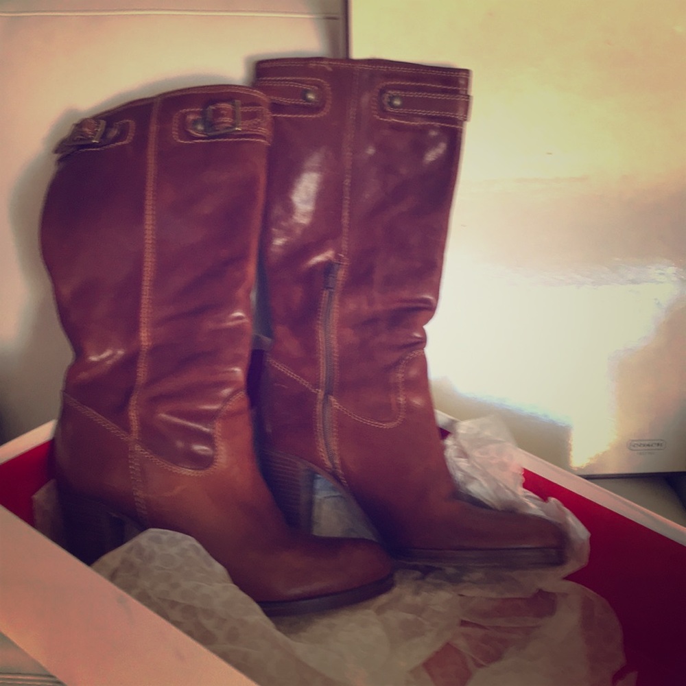 Coach boots Maxine calf in cognac